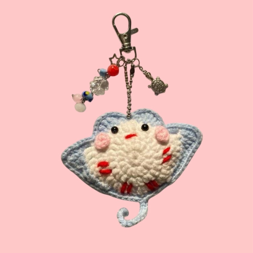 Manta Ray Crochet  Keychain